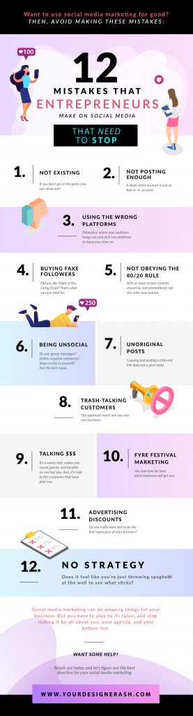 12 Mistakes Entrepreneurs Make on Social Media That Need to Stop Infographic