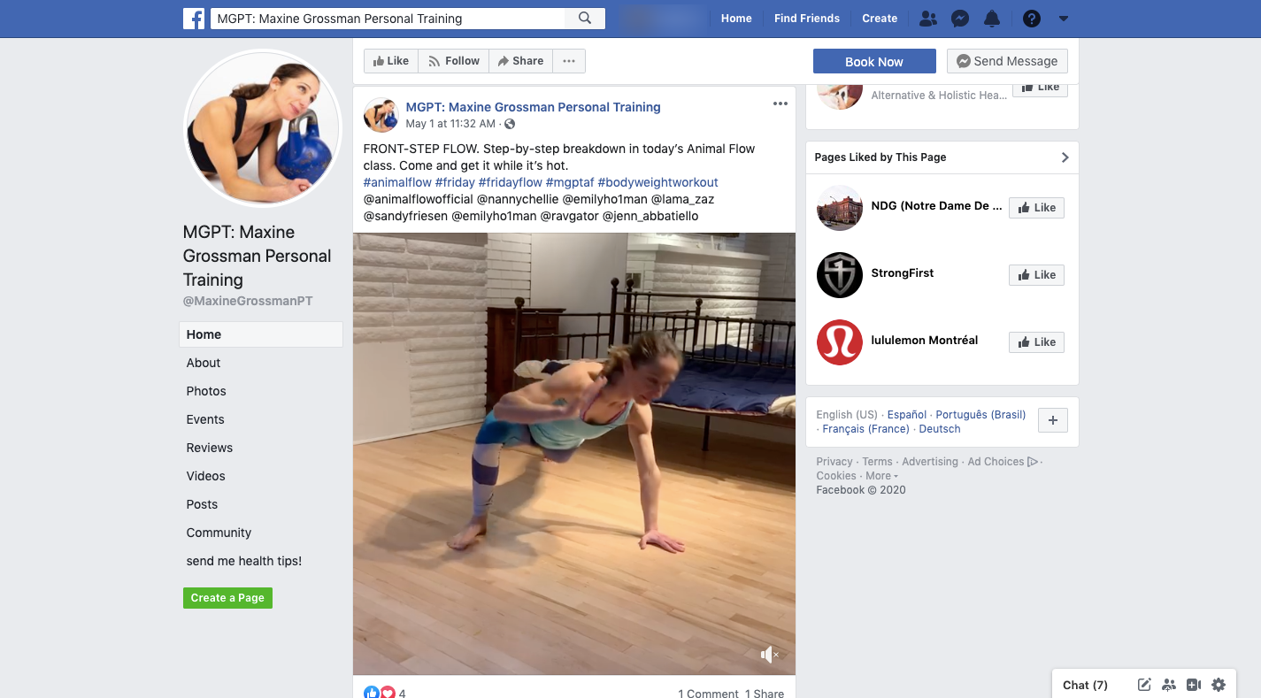Maxine Grossman shares free workout tips on Facebook