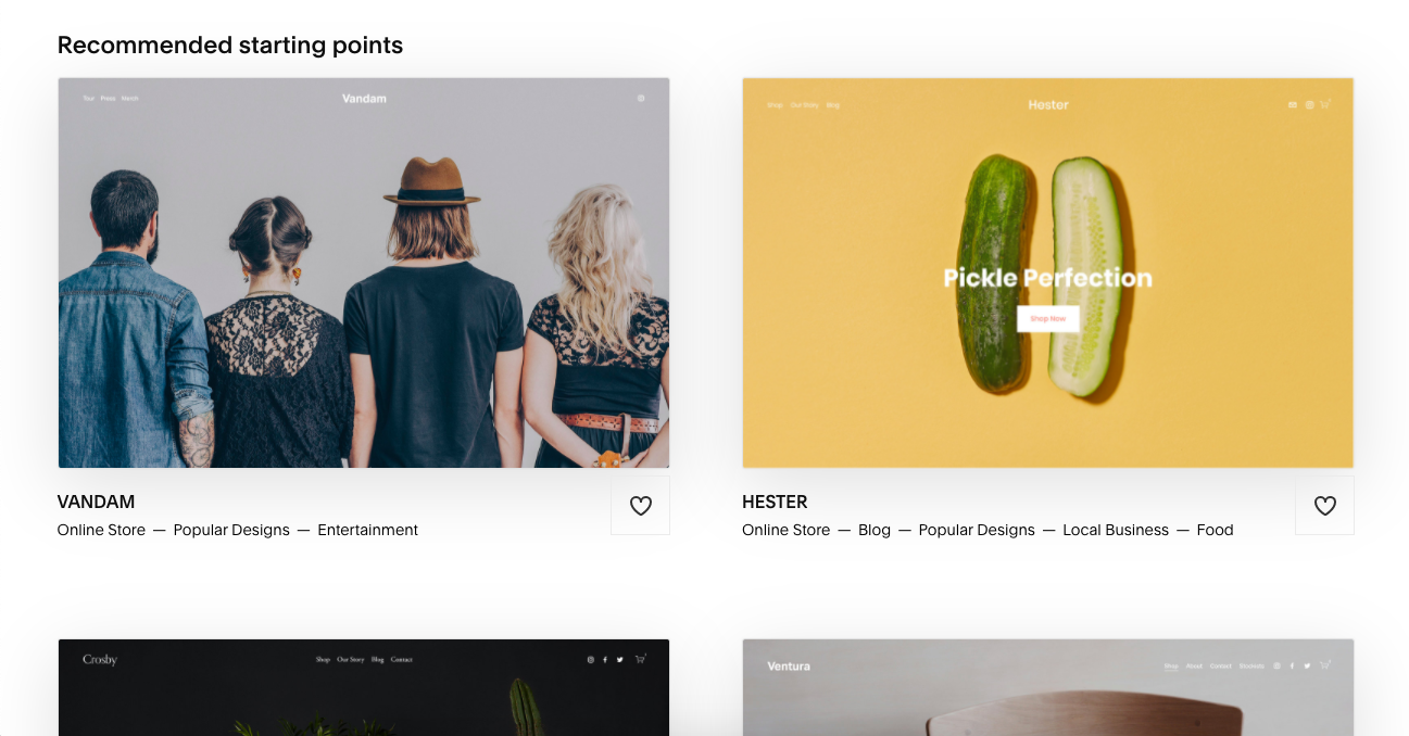 Examples of Squarespace templates
